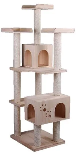 1.88m Sky-high Multi-Tier Solid Wood Cat Gym Wooden Cat Trees Extra tall