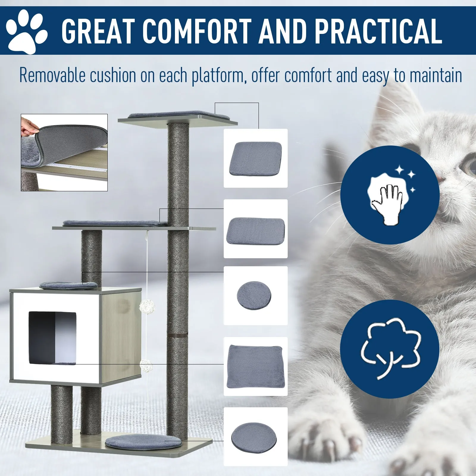 47" Multilevel Cat Tree - Grey