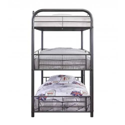 57" X 79" X 74" Gunmetal Metal Triple Bunk Bed - Full