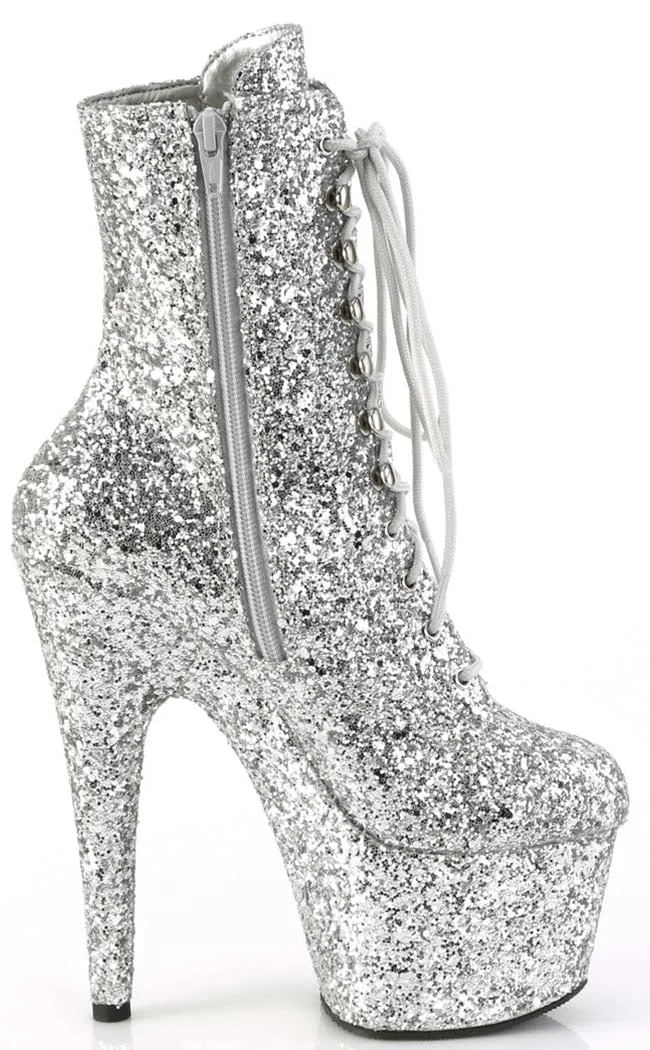 ADORE-1020GWR Silver Glitter Ankle Boots