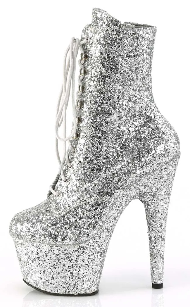 ADORE-1020GWR Silver Glitter Ankle Boots