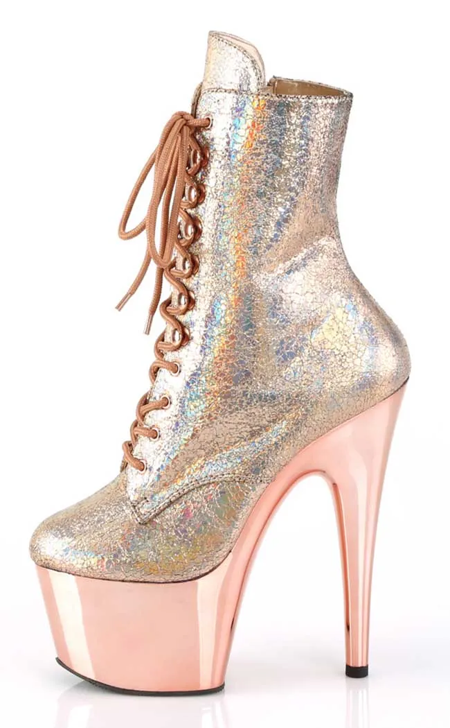 ADORE-1020HM Rose Holo Metallic Chrome Boots