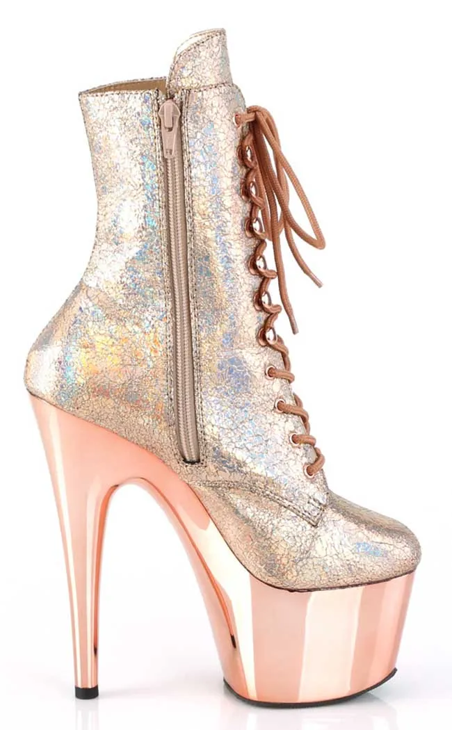 ADORE-1020HM Rose Holo Metallic Chrome Boots