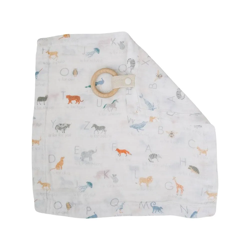 Animal Alphabet Oh So Soft Muslin Teether Blanket