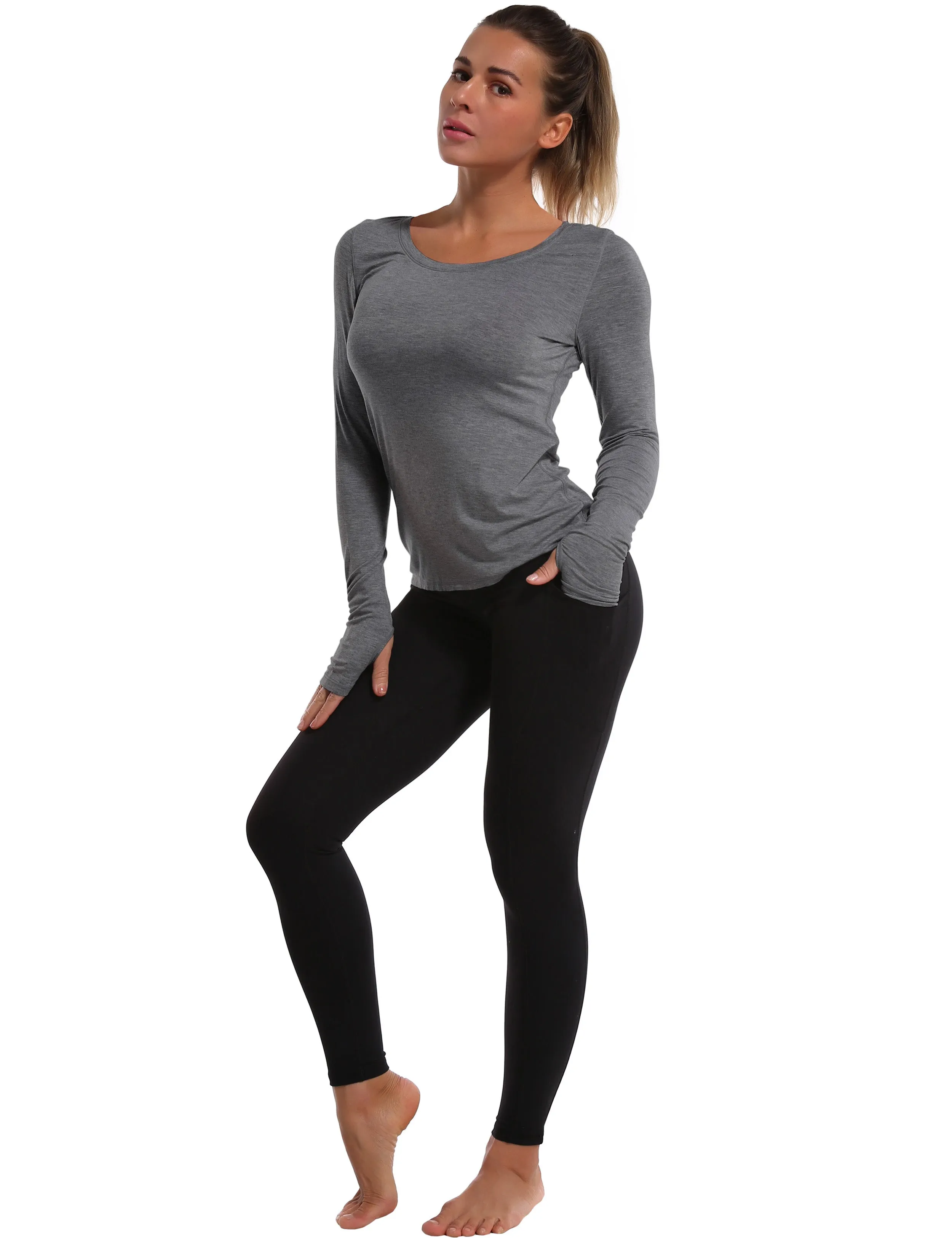 Athlete Long Sleeve Tops heathercharcoal_Biking