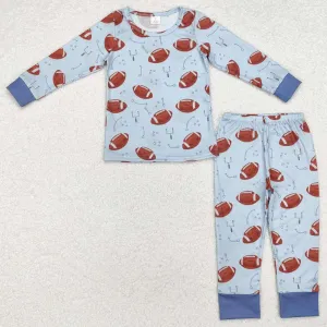 Baby Boys Pajamas Blue Football Bamboo Pajamas Clothes Sets BLP0740