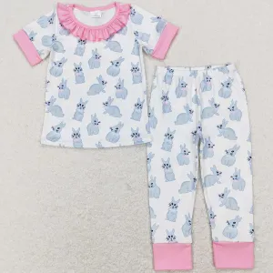 Baby Girls Pajamas Easter Bunny Short Sleeve Tee Pants Pajamas Sets GSPO1095