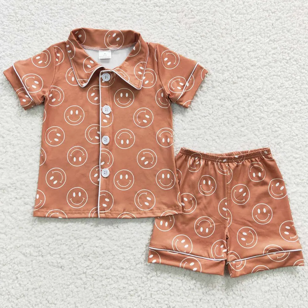 Baby Girls Pajamas Western Brown Face Shorts Pajamas Sets BSSO0274