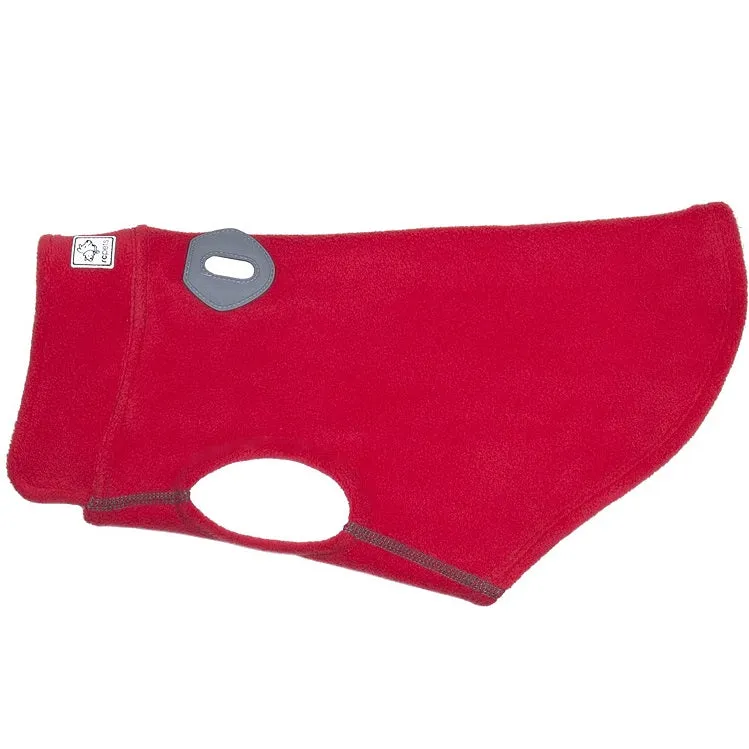 Baseline Fleece Dog Coat, Red & Grey