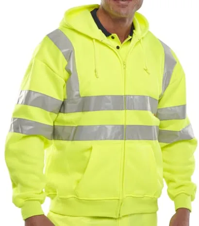 Beeswift Hi Vis Hoody Hooded Zipped Sweatshirt En471 Class 3 RIS 3279 - Bshssen