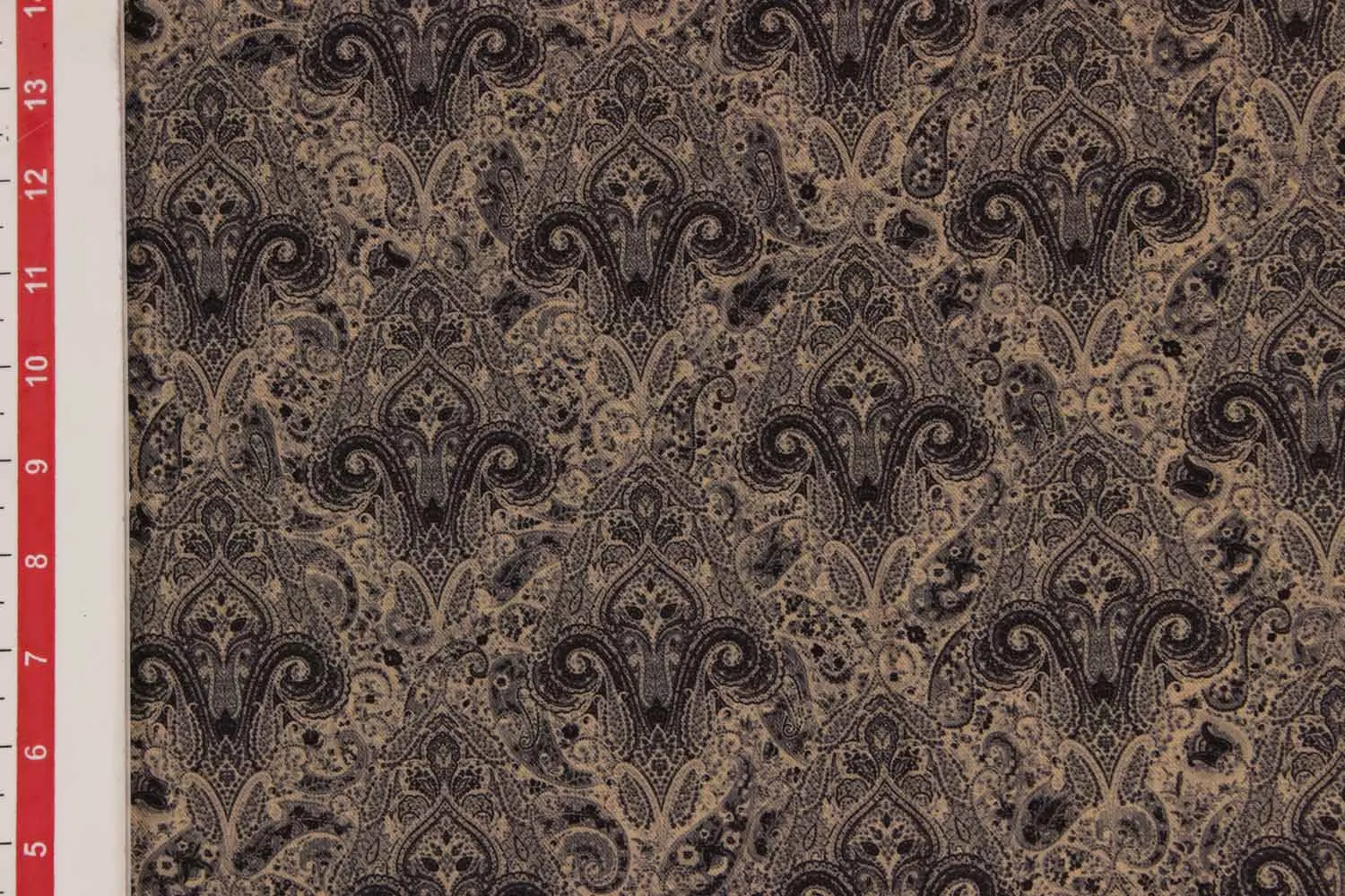 Black & Beige Traditional Angora Impression Fabric