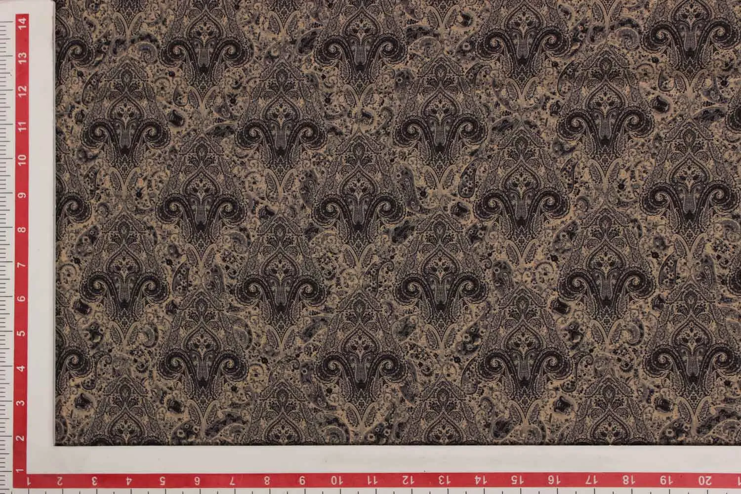 Black & Beige Traditional Angora Impression Fabric