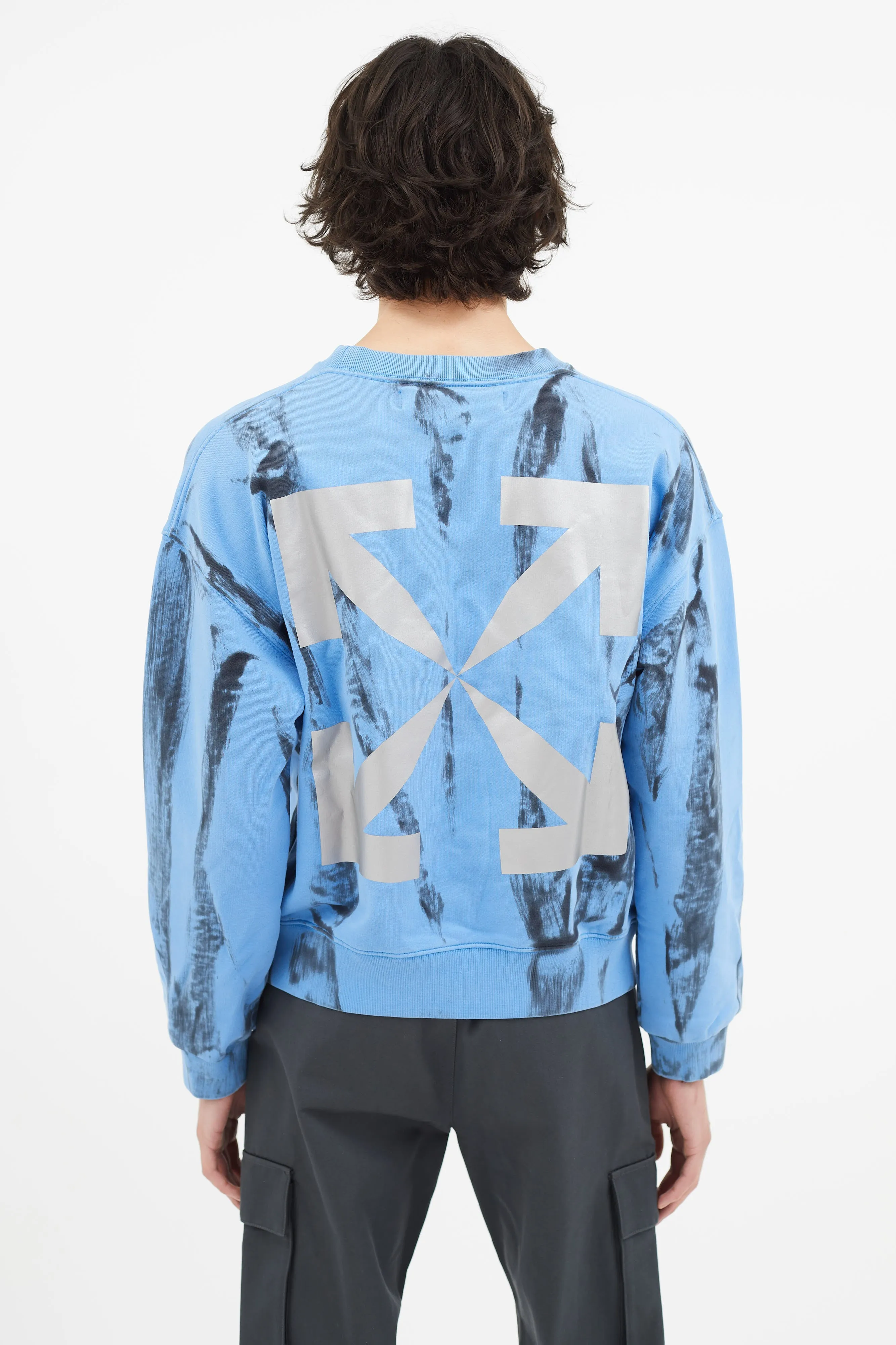 Blue Reflective Arrow Tie-Dye Sweater