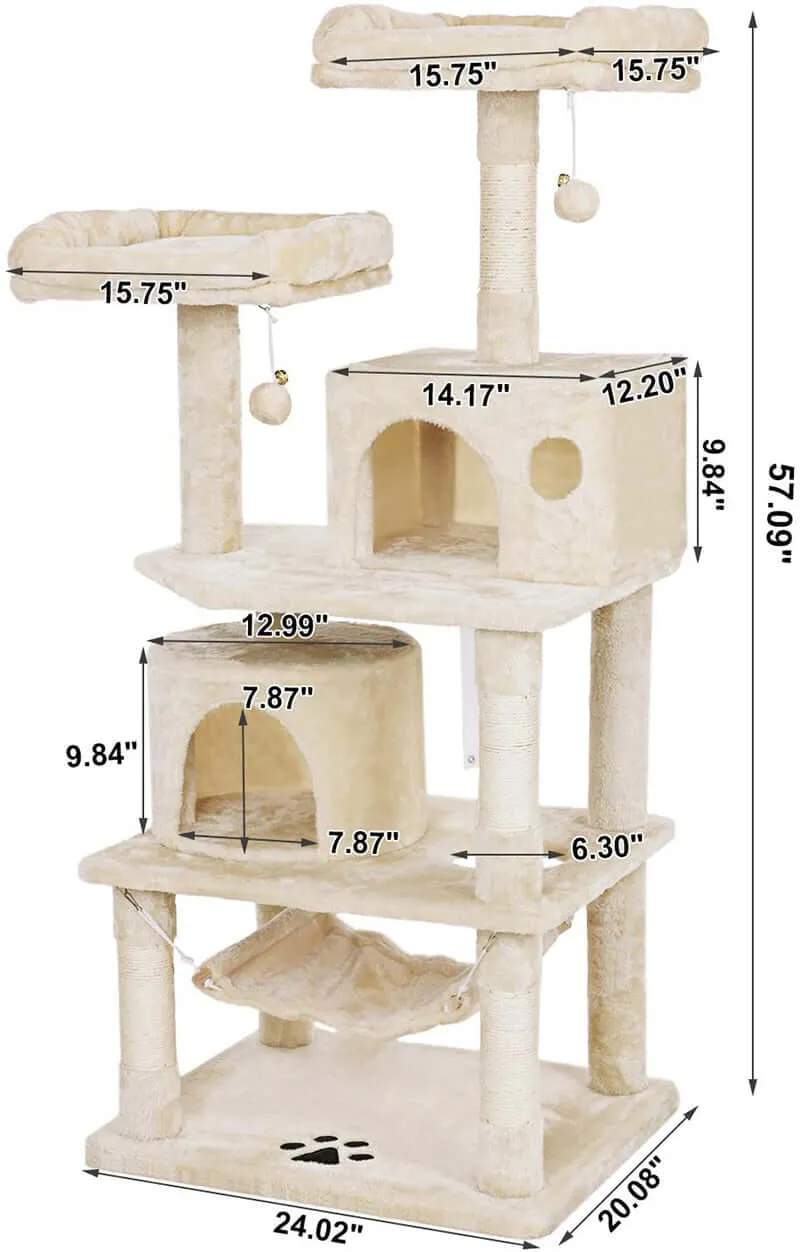 Cat Tree 150CM with Scratching Posts Hammock