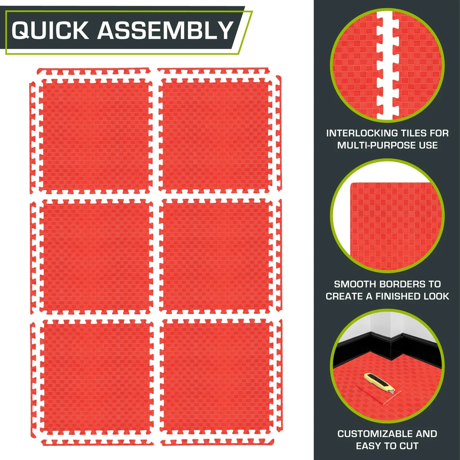 Checkered Exercise Puzzle Mat 1/2-in, 24 Sq Ft