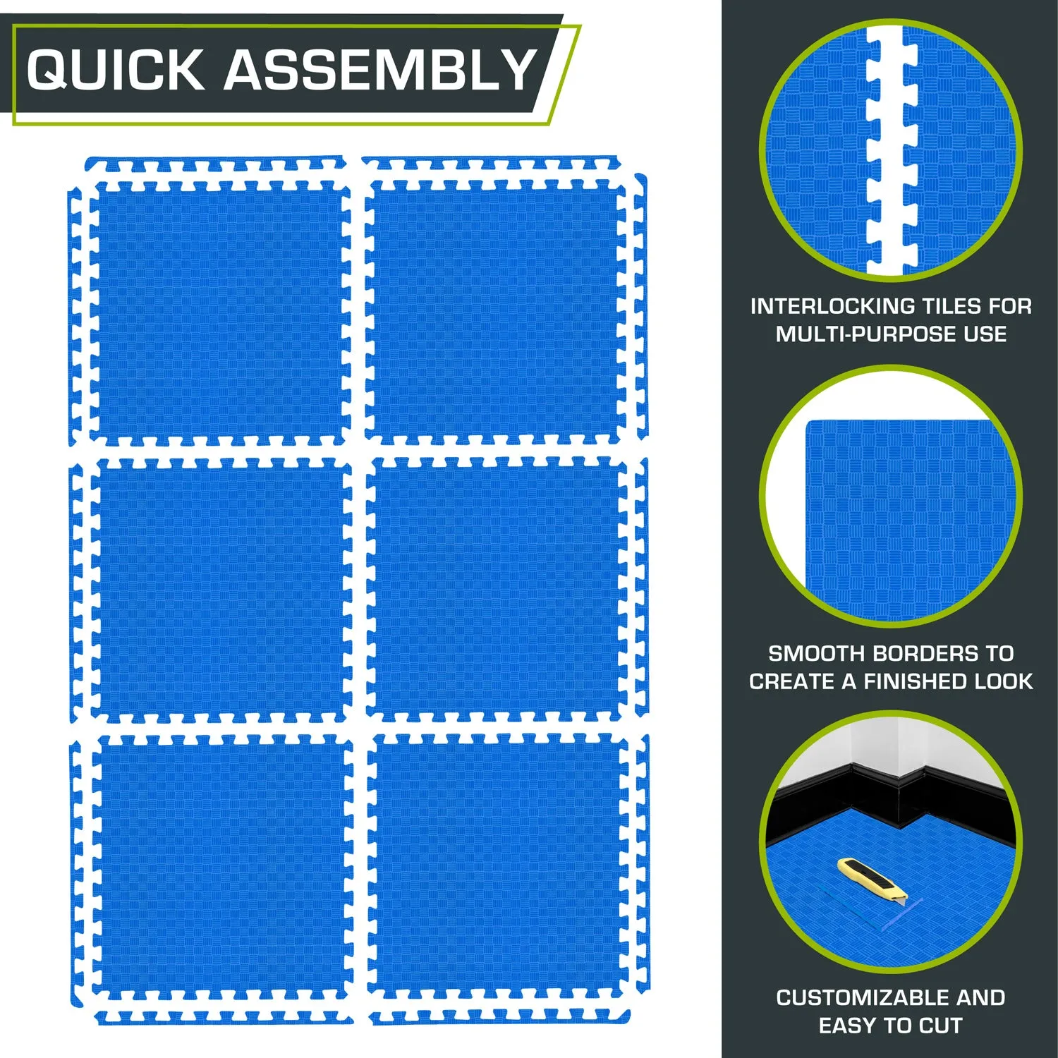 Checkered Exercise Puzzle Mat 1/2-in, 24 Sq Ft