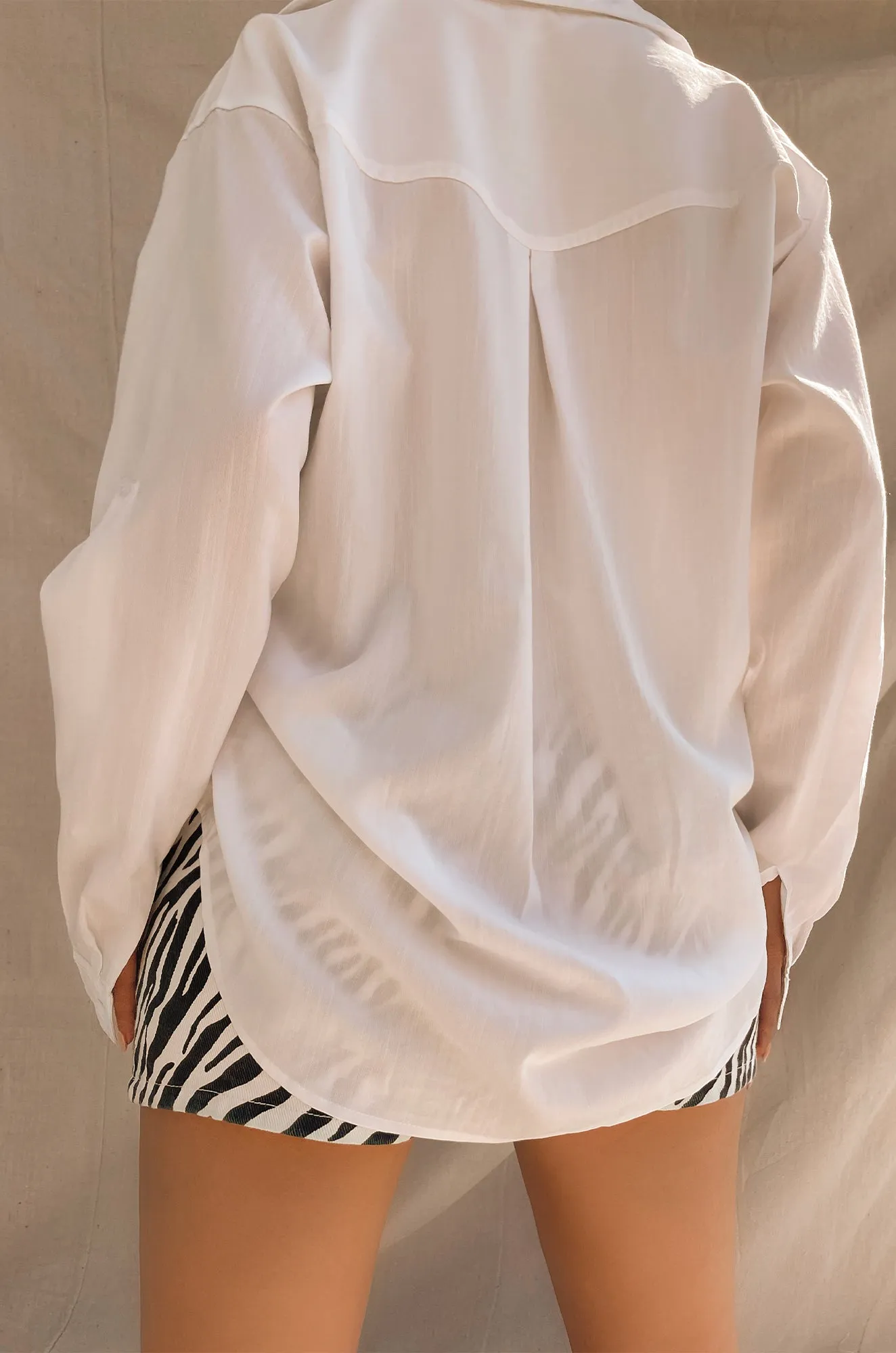 Chic Weekend Long Sleeve Button Top  - White