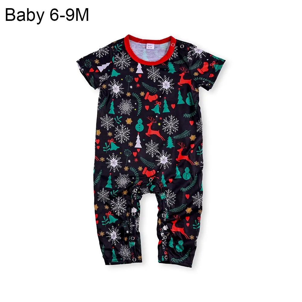 Christmas Pajamas Matching Family Pyjamas  Parent-Child Pajamas Set Wear Short Sleeves T-Shirt Trousers Snow Elk Printed Nightwear Outfit