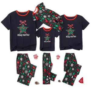 Christmas Pajamas Matching Family Pyjamas  Parent-Child Pajamas Set Wear Short Sleeves T-Shirt Trousers Snow Elk Printed Nightwear Outfit