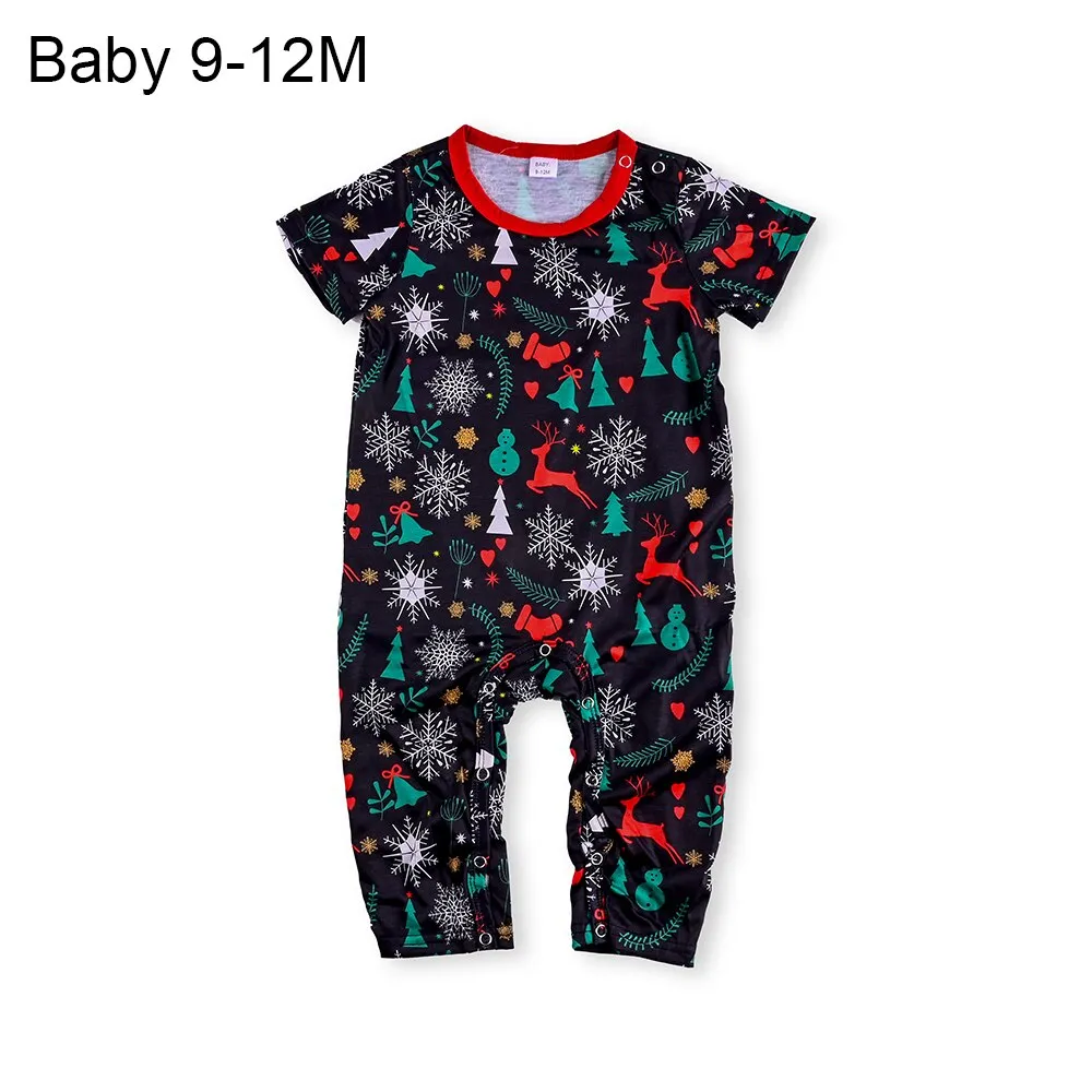 Christmas Pajamas Matching Family Pyjamas  Parent-Child Pajamas Set Wear Short Sleeves T-Shirt Trousers Snow Elk Printed Nightwear Outfit