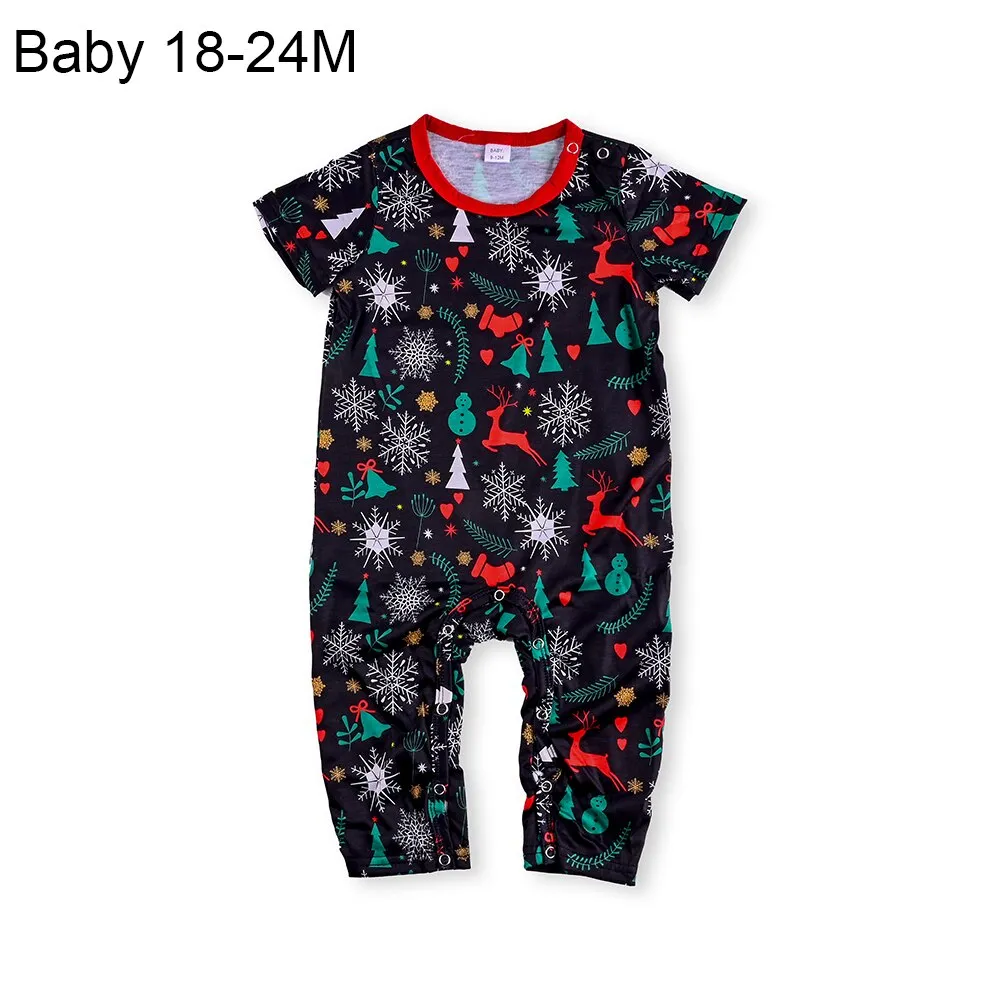 Christmas Pajamas Matching Family Pyjamas  Parent-Child Pajamas Set Wear Short Sleeves T-Shirt Trousers Snow Elk Printed Nightwear Outfit