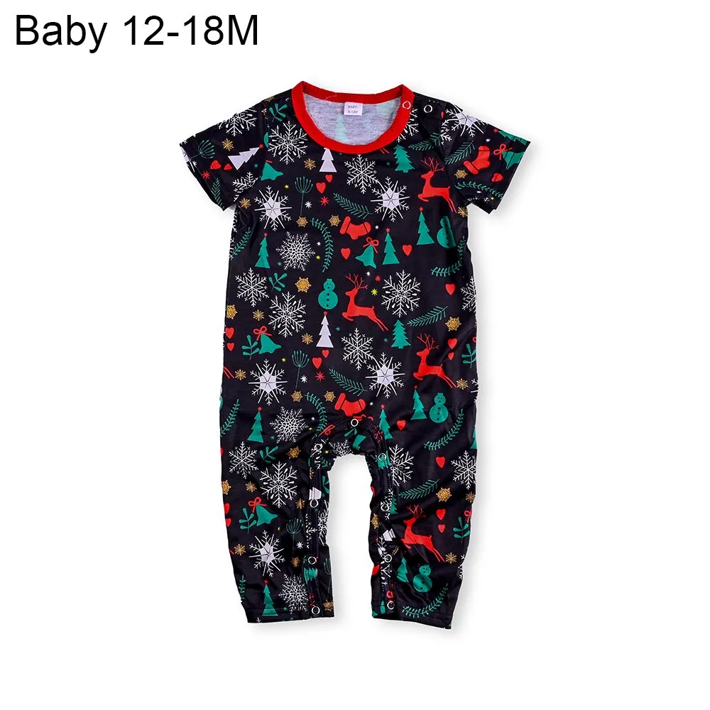 Christmas Pajamas Matching Family Pyjamas  Parent-Child Pajamas Set Wear Short Sleeves T-Shirt Trousers Snow Elk Printed Nightwear Outfit