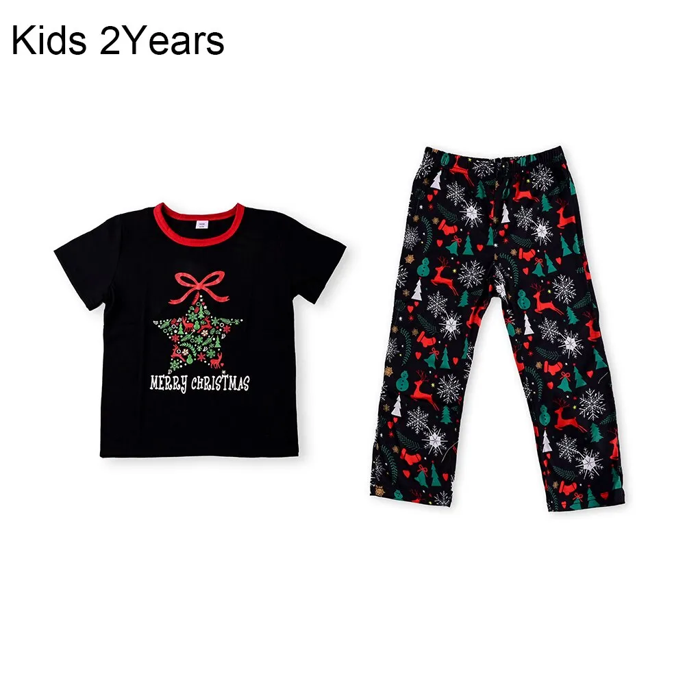 Christmas Pajamas Matching Family Pyjamas  Parent-Child Pajamas Set Wear Short Sleeves T-Shirt Trousers Snow Elk Printed Nightwear Outfit