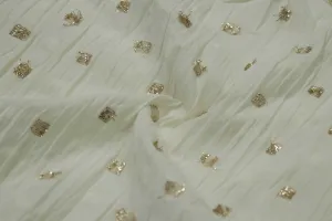 Cream Motifs Cotton Crepe Buta Lurex Fabric