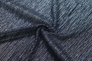 Dark Blue & Turquoise Double Shade Lurex Pleated Knit Fabric