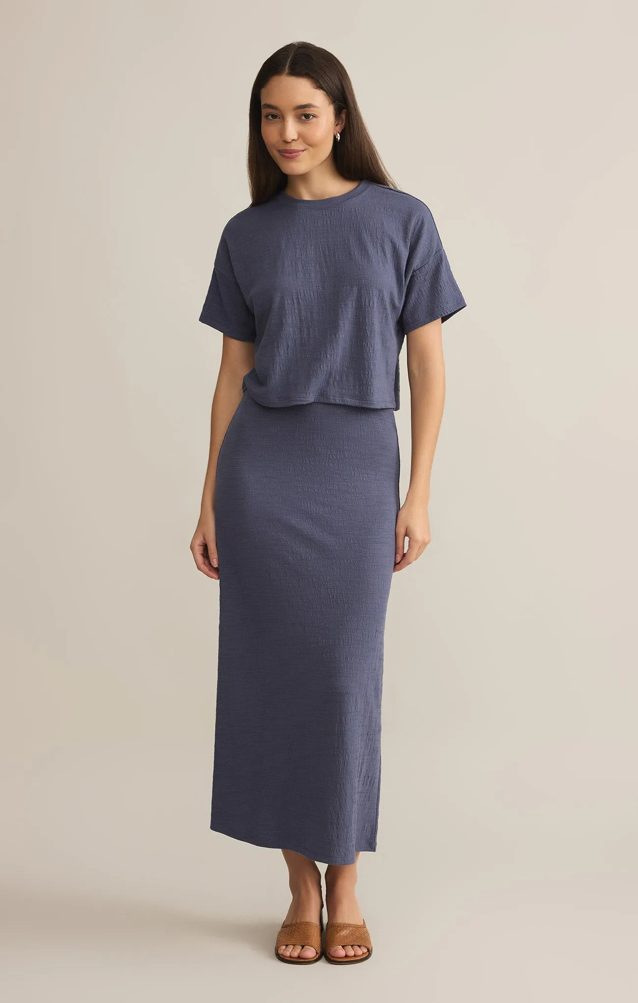 Delavine Textured Midi Skirt