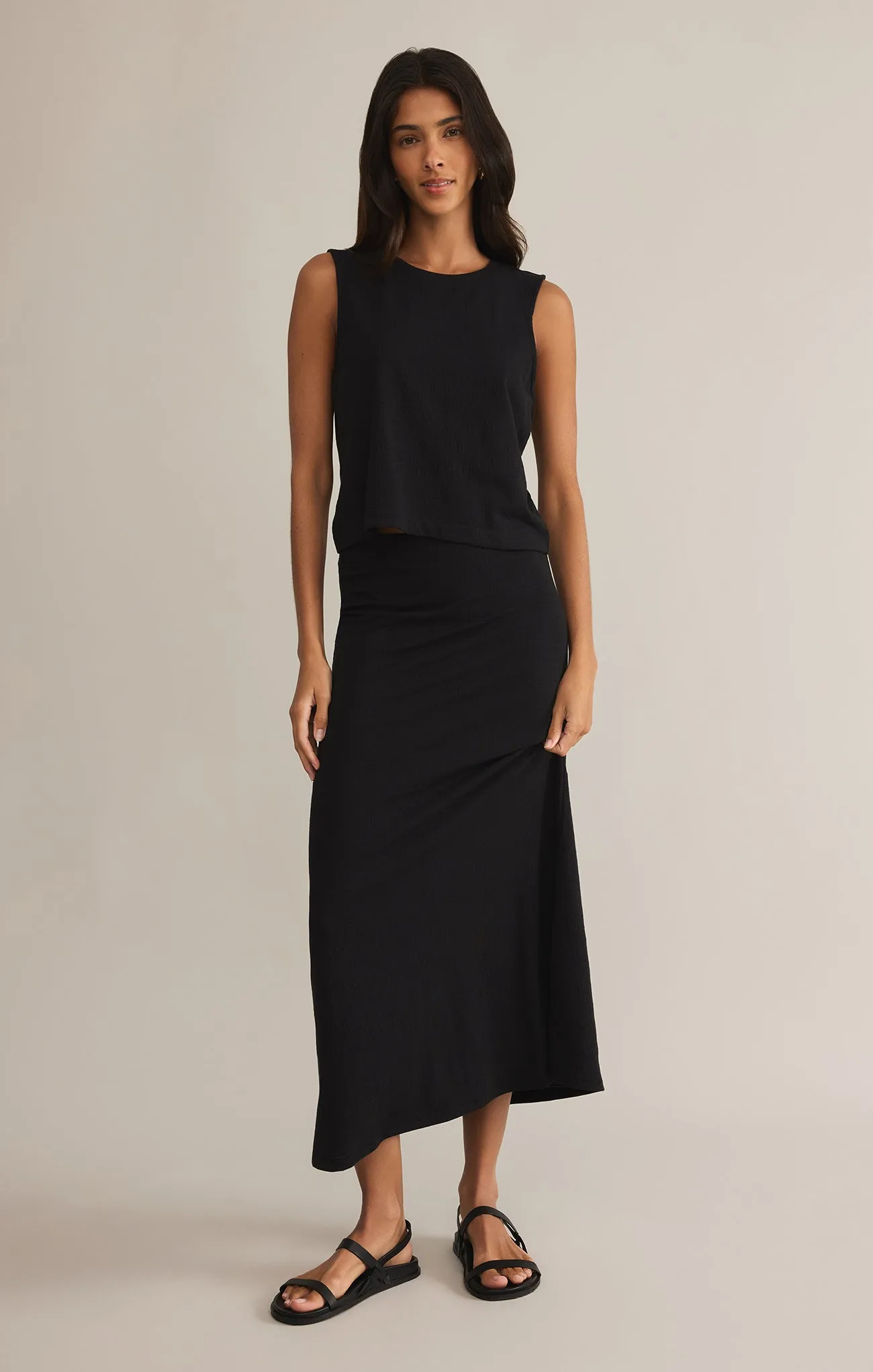 Delavine Textured Midi Skirt