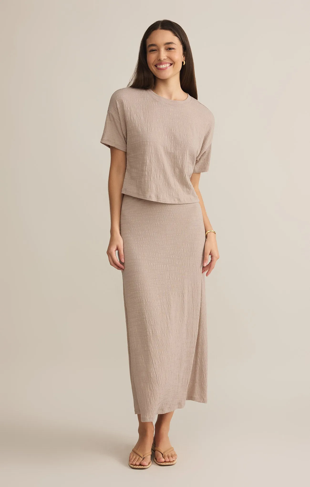 Delavine Textured Midi Skirt