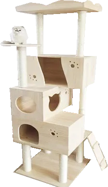 Deluxe Cat House 1.8m Wooden Cat Furniture w/ Triple Houses