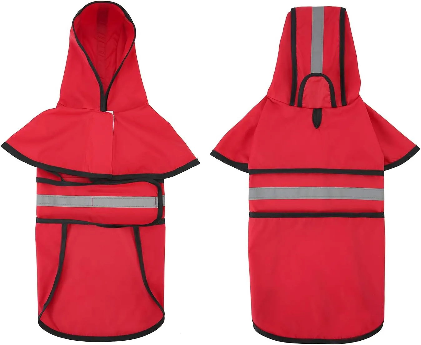 Dog Raincoat Hooded Slicker Poncho for Small to X-Large Dogs and Puppies Red - M