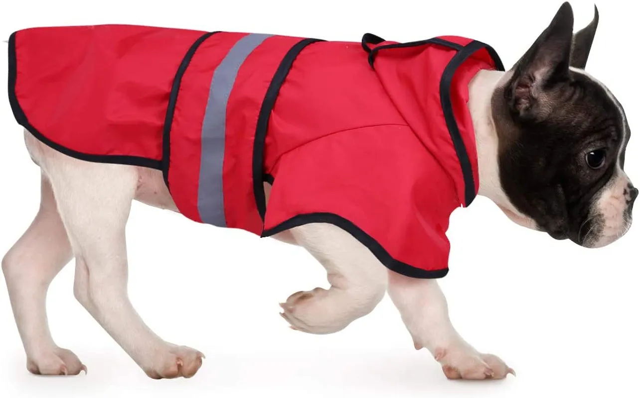 Dog Raincoat Hooded Slicker Poncho for Small to X-Large Dogs and Puppies Red - M