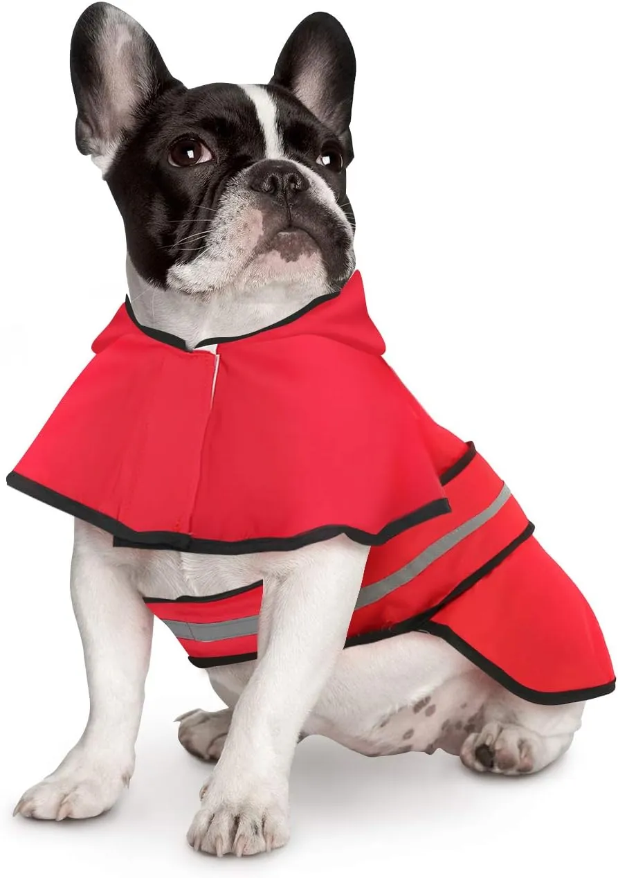 Dog Raincoat Hooded Slicker Poncho for Small to X-Large Dogs and Puppies Red - M