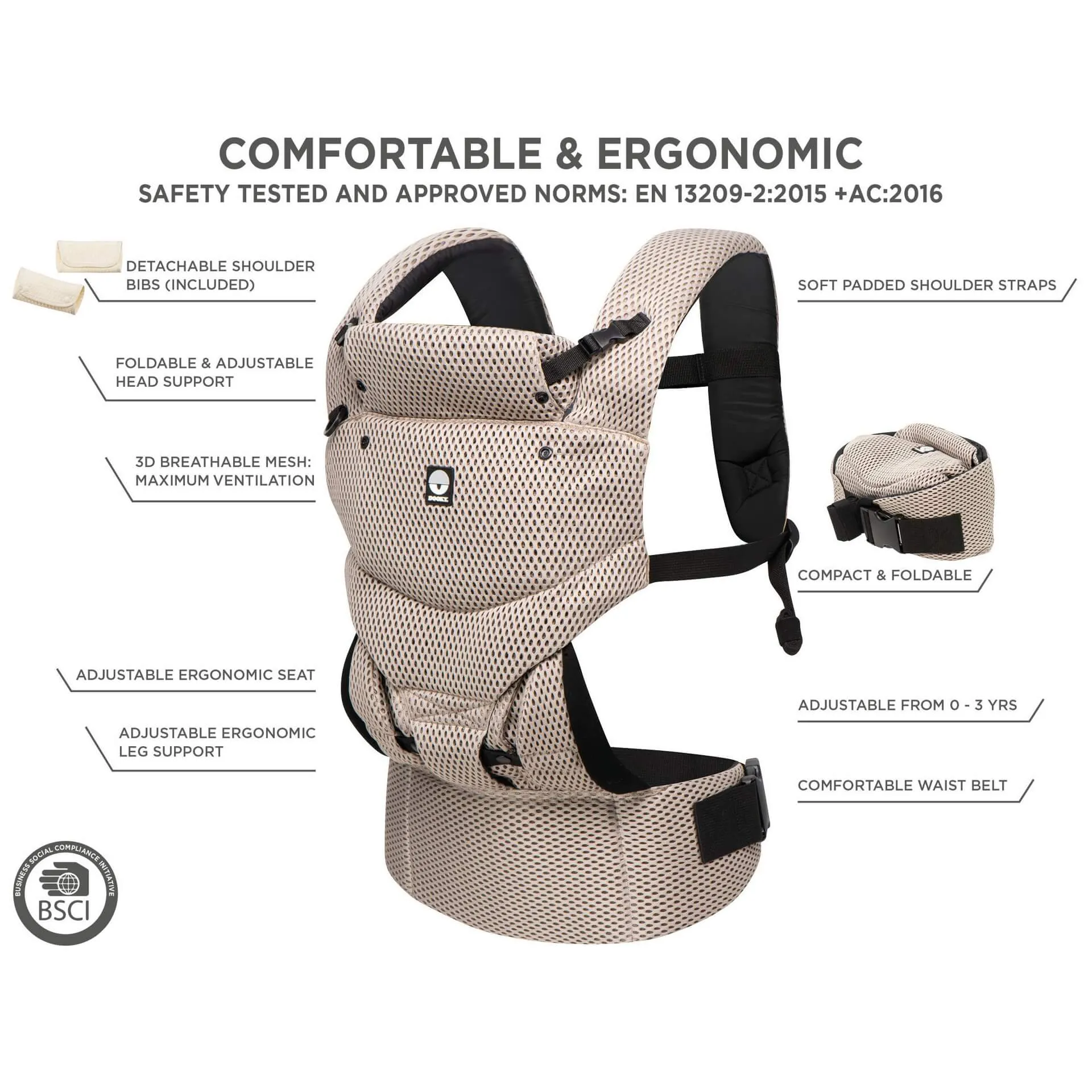 Dooky Urban Comfort Baby Carrier (Beige Desert)