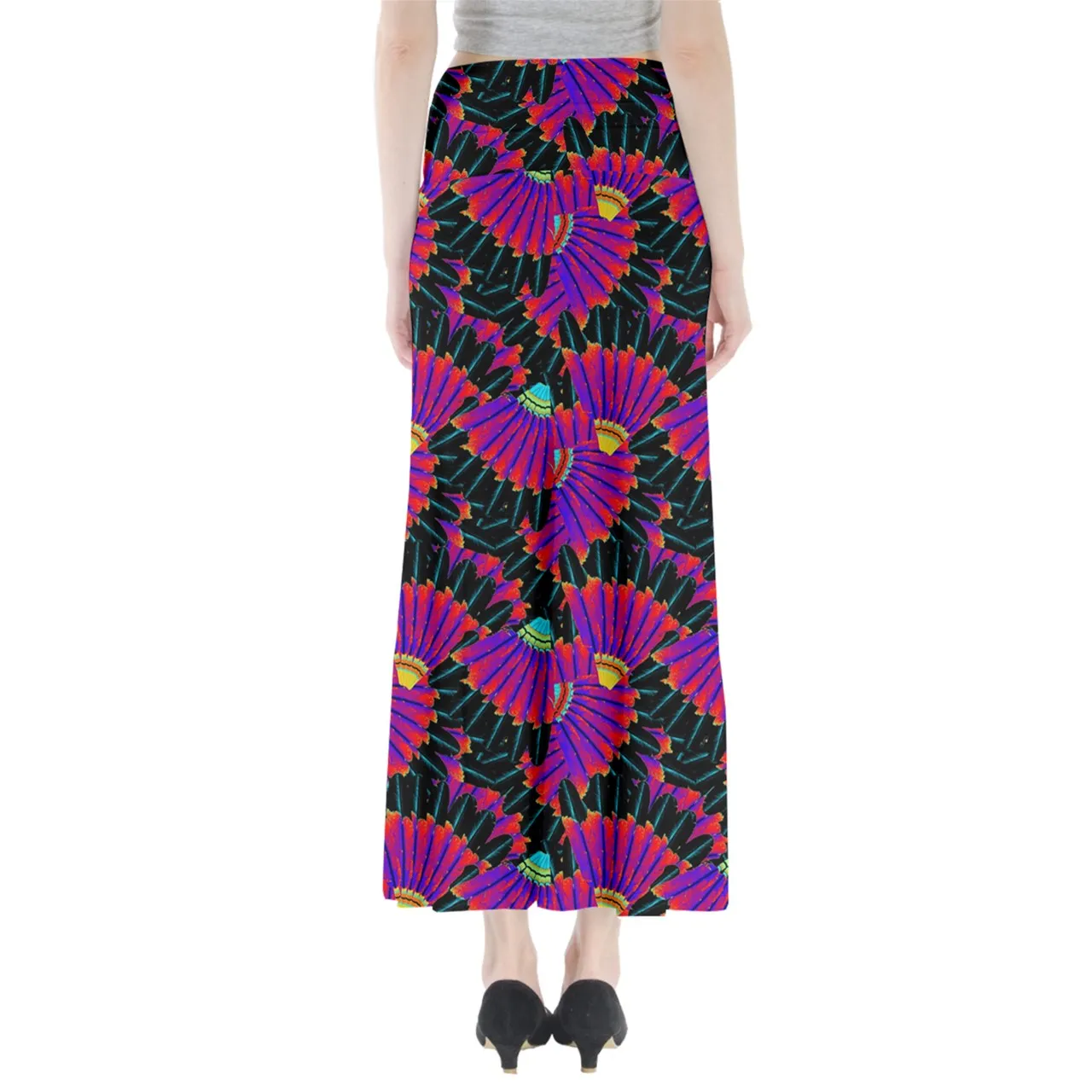 Eagle Feather Remix Full Length Maxi Skirt