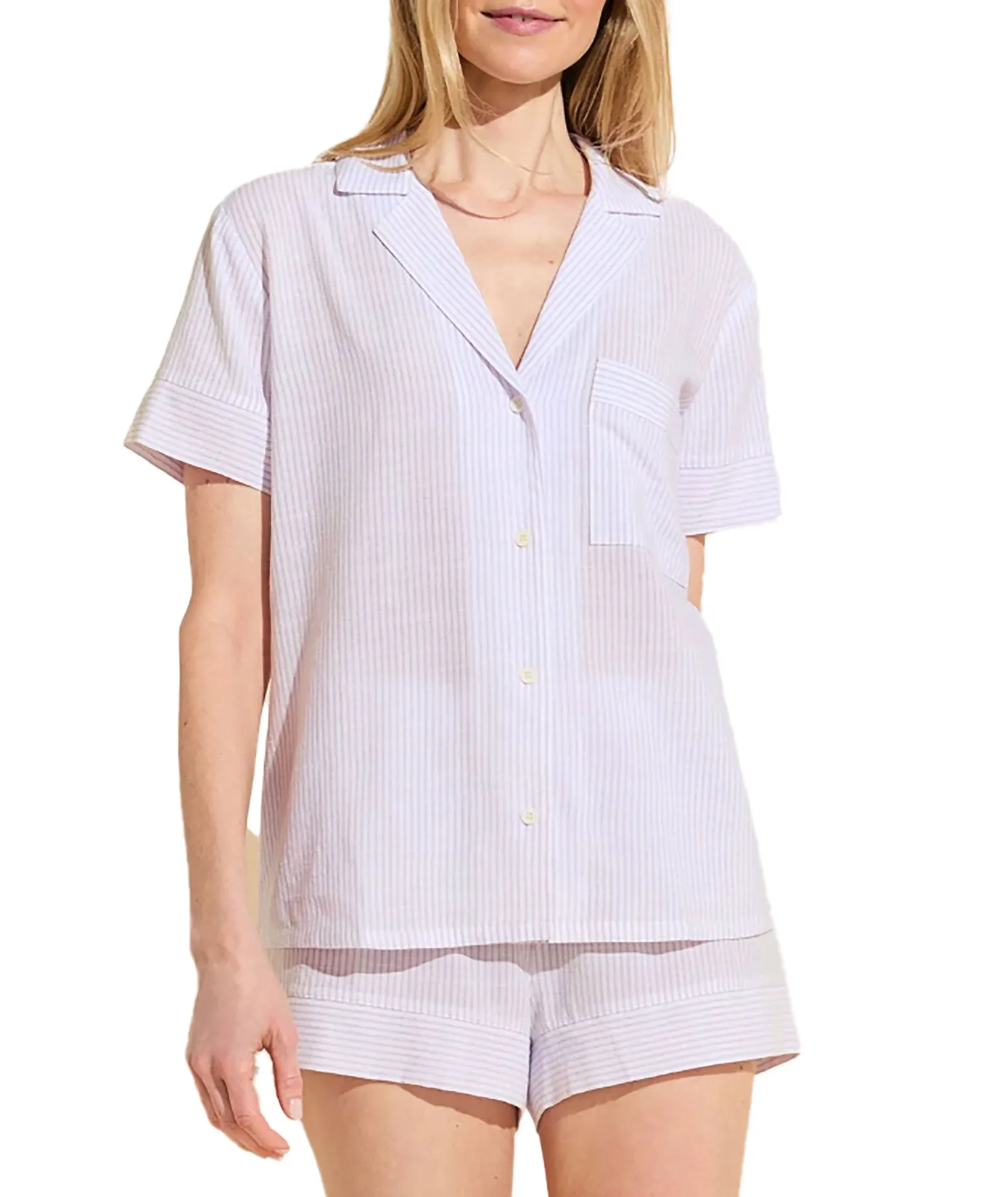 Eberjey Women Nautico Shortie PJ Set White/Lavender