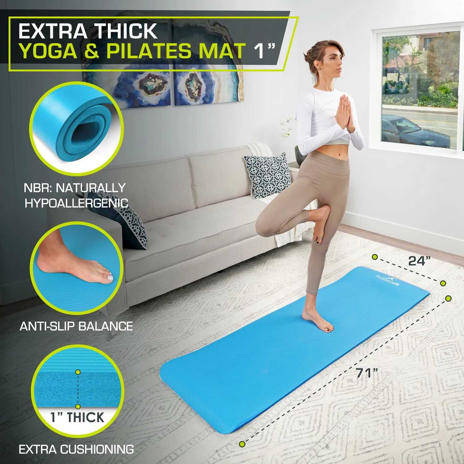 Extra Thick Yoga and Pilates Mat 1 inch