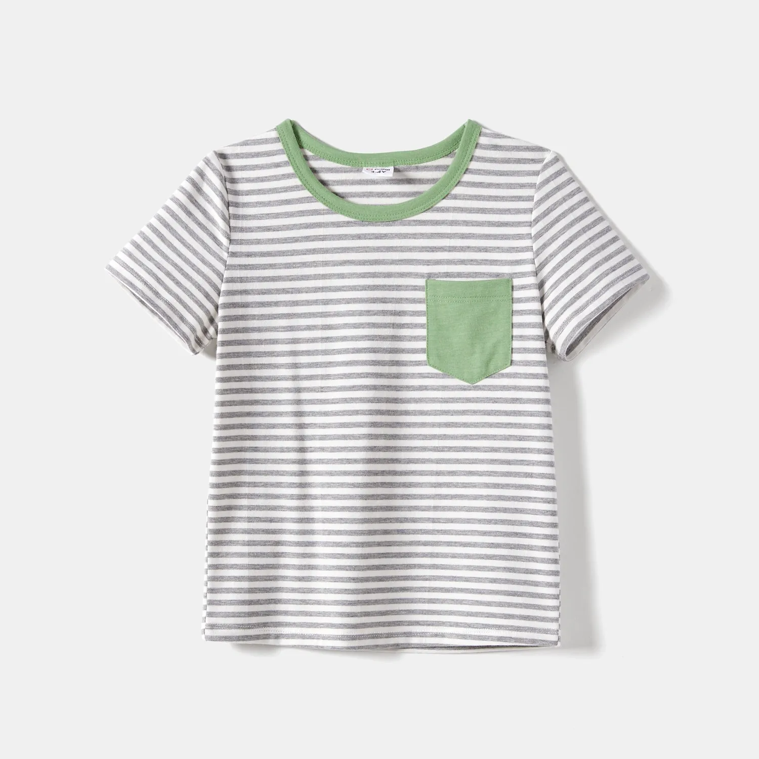 Family Matching Solid Belted Halterneck Dresses and Stripe Panel Short-sleeve T-shirts Sets