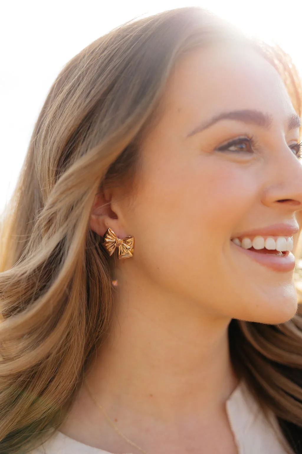 Fancy Bow Earrings-Gold