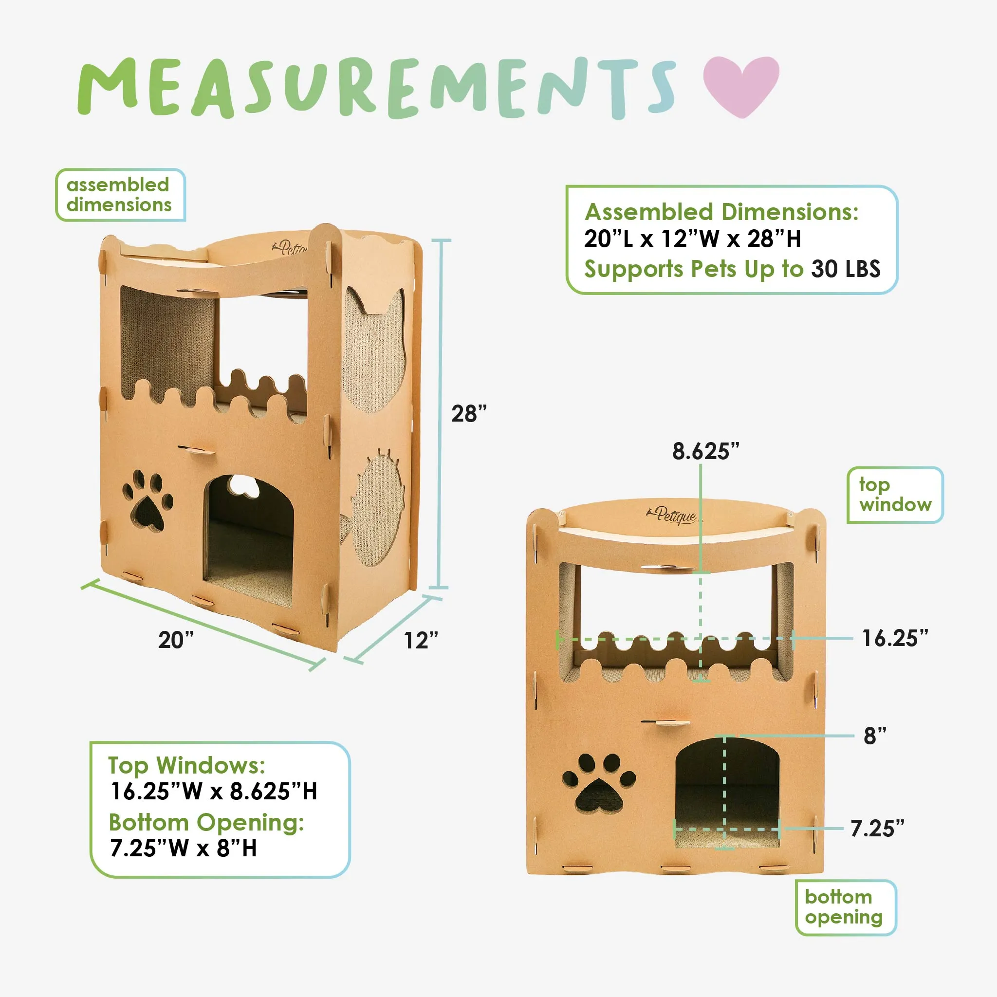 Feline Penthouse Cat House, Sustainable, Safe, Multi-Level, Scratch Boards, Easy Assembly, Non-Toxic, Spacious, Compostable, Biodegradable, Supports up to 30 LBS, for Small/Medium Pets