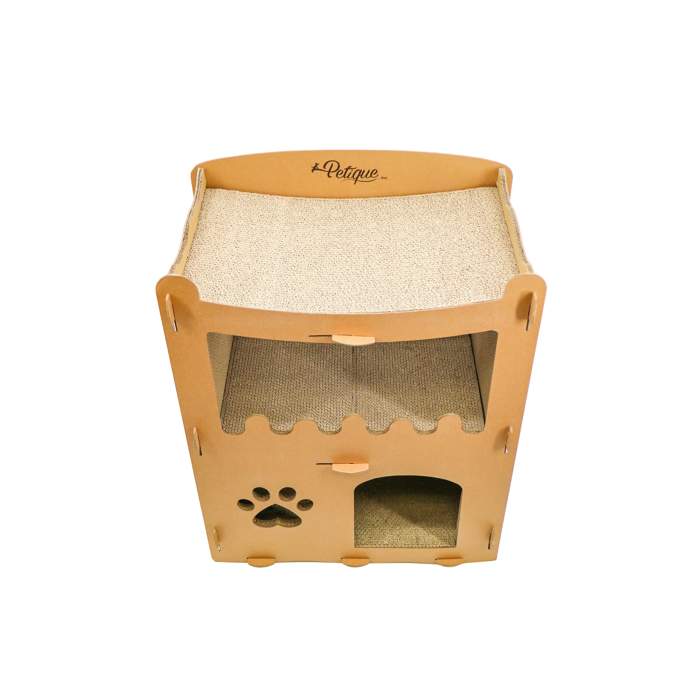 Feline Penthouse Cat House, Sustainable, Safe, Multi-Level, Scratch Boards, Easy Assembly, Non-Toxic, Spacious, Compostable, Biodegradable, Supports up to 30 LBS, for Small/Medium Pets