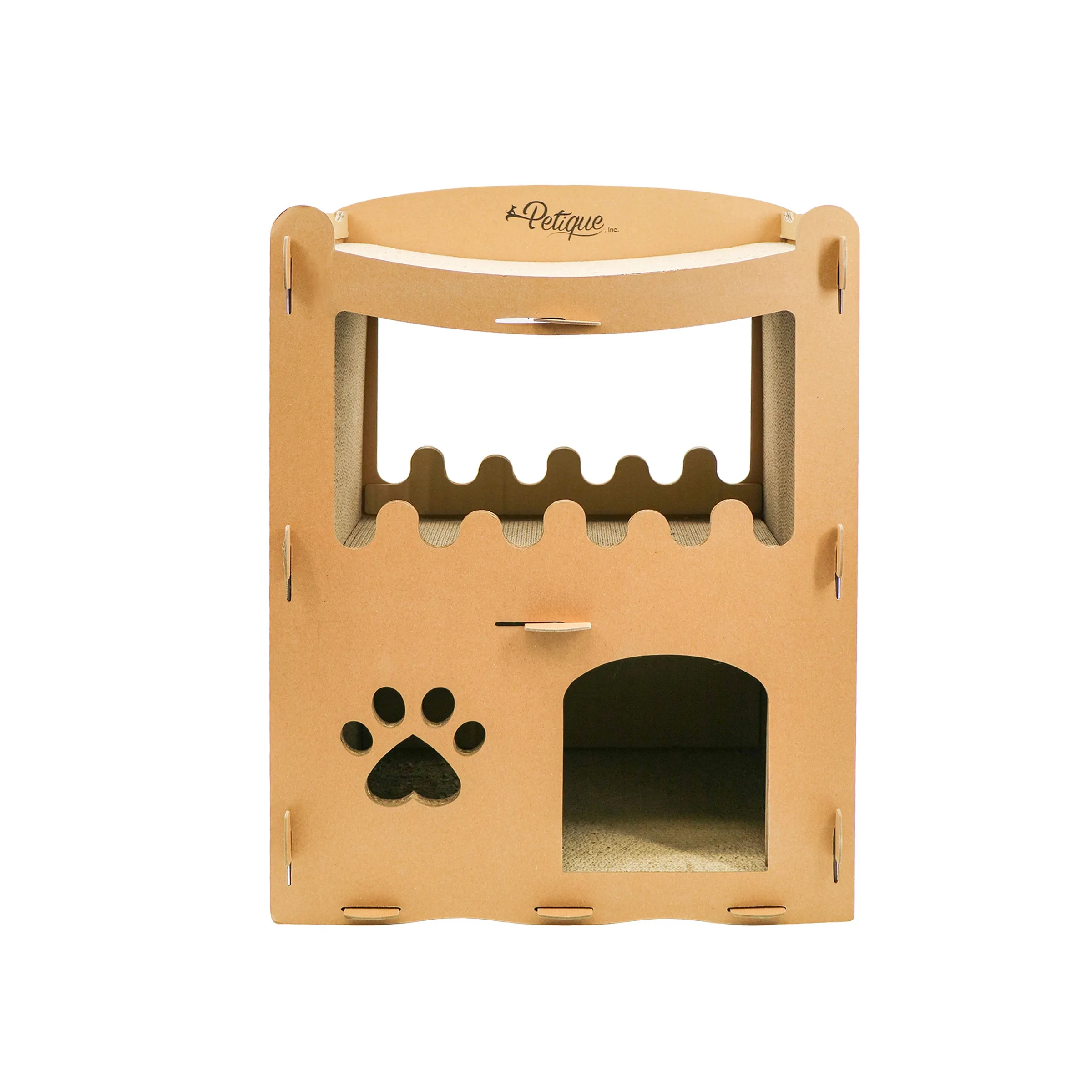 Feline Penthouse Cat House, Sustainable, Safe, Multi-Level, Scratch Boards, Easy Assembly, Non-Toxic, Spacious, Compostable, Biodegradable, Supports up to 30 LBS, for Small/Medium Pets