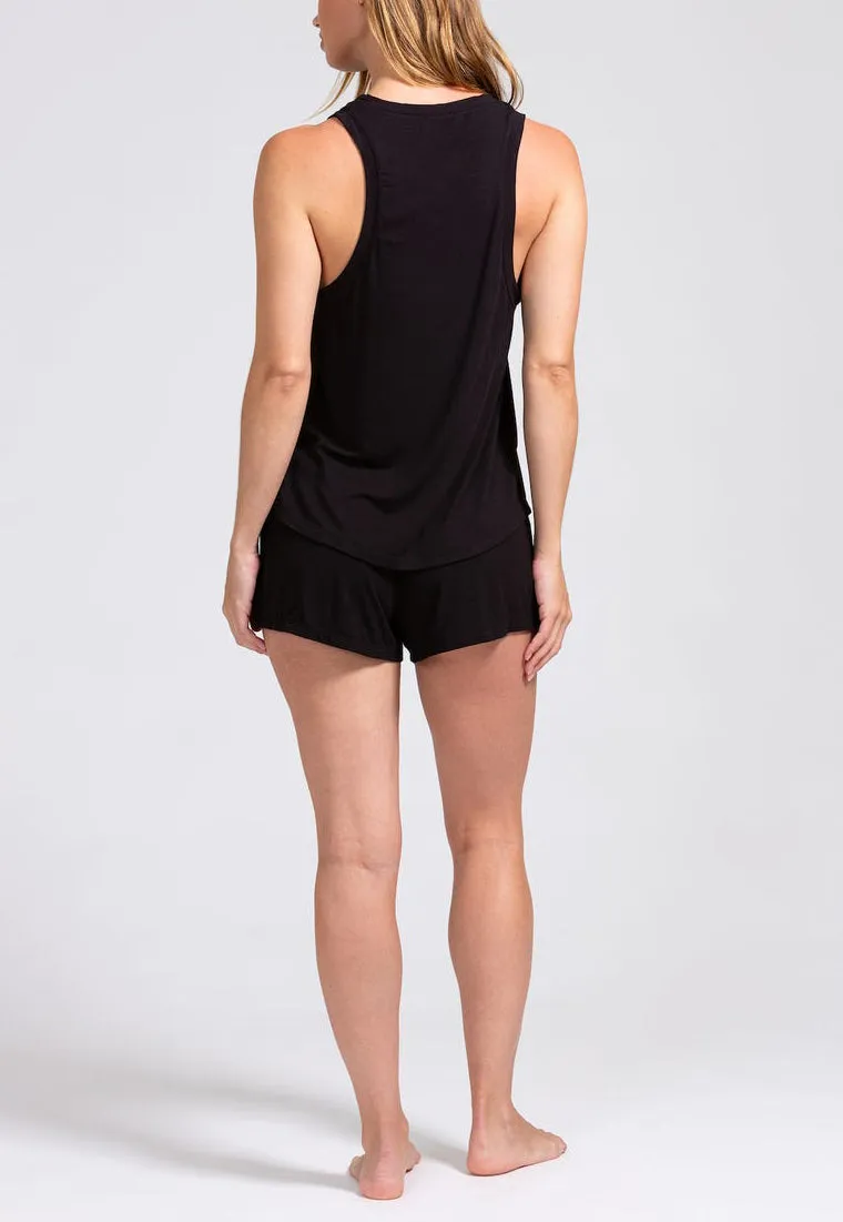 FINLEY Muscle Tank & Shorts PJ Set in Black