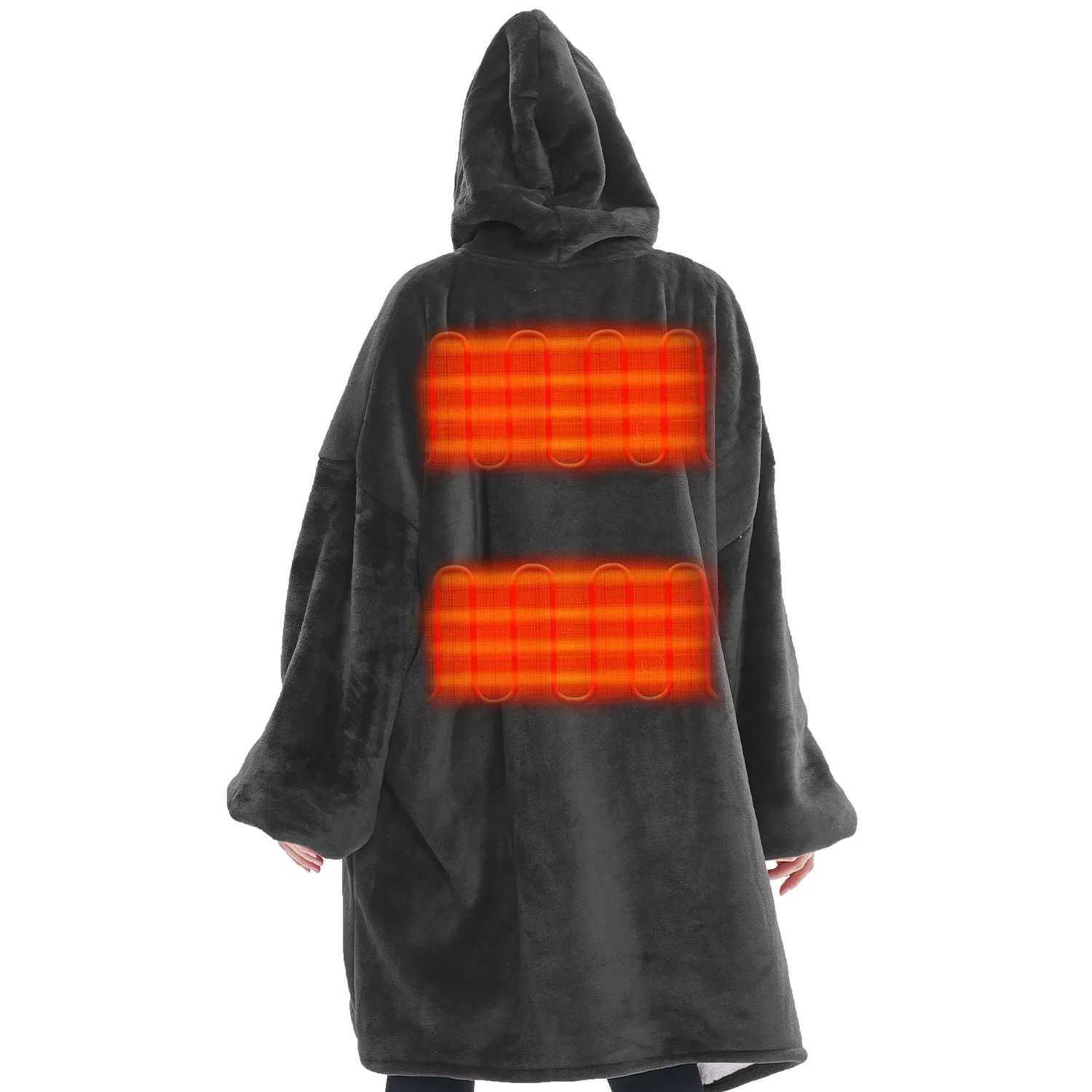 Heated Wearable Blanket Hoodie with Battery Pack