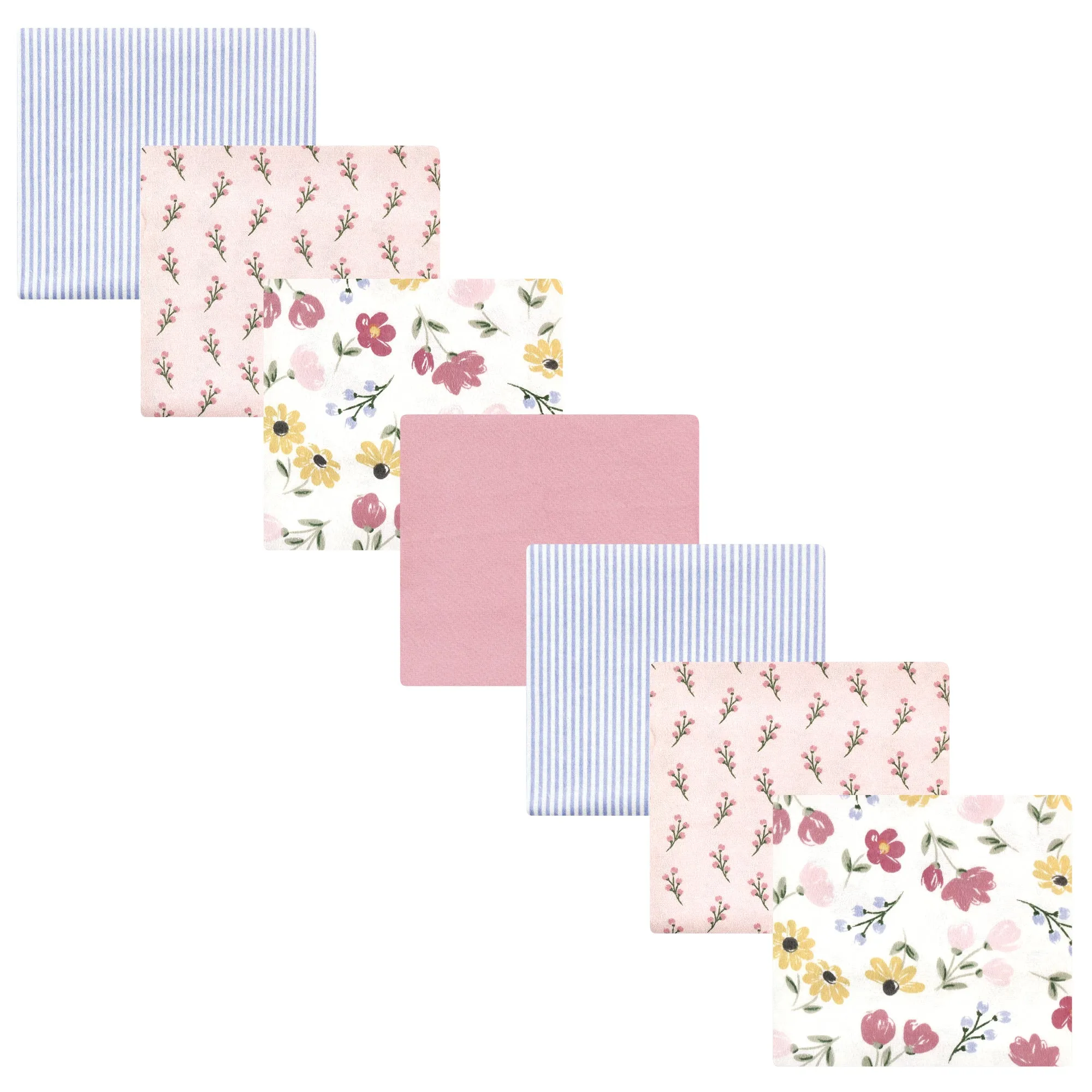 Hudson Baby Cotton Flannel Receiving Blankets Bundle, Soft Painted Floral