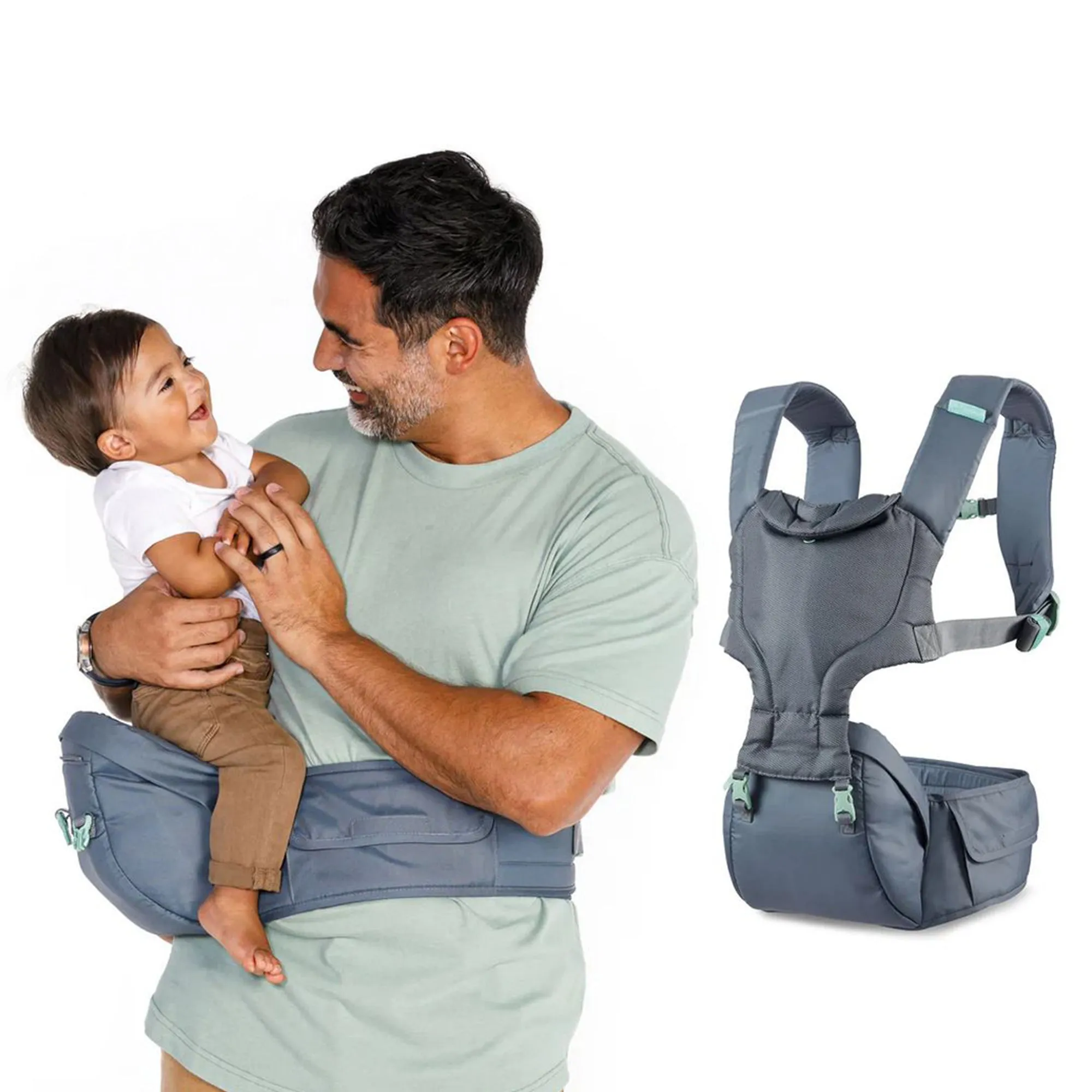 Infantino Hip Rider Plus 5-in-1 Hip Seat Carrier Grey Birth to 48 Months