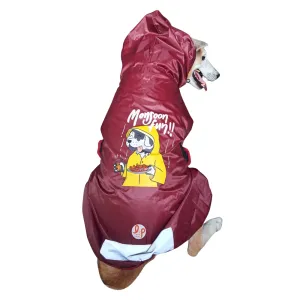 Lana Paws Fun Printed Raincoat for Dogs (Maroon)